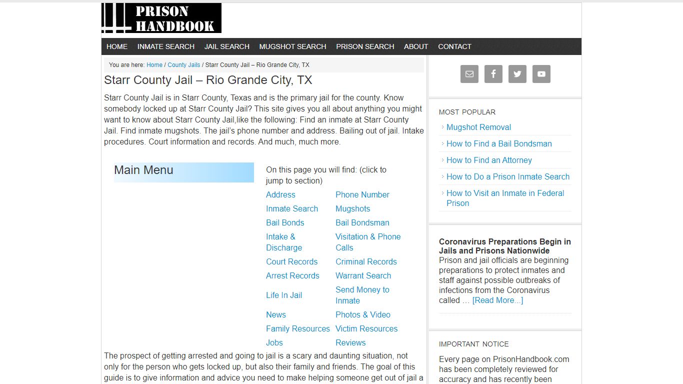 Starr County Jail – Rio Grande City, TX - Prison Handbook